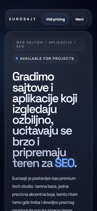 Eurosajt mobilni prikaz
