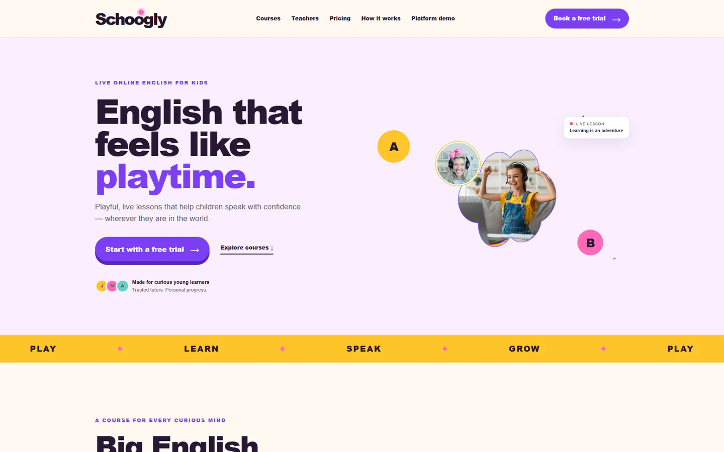 Schoogly online škola engleskog na desktop uređaju